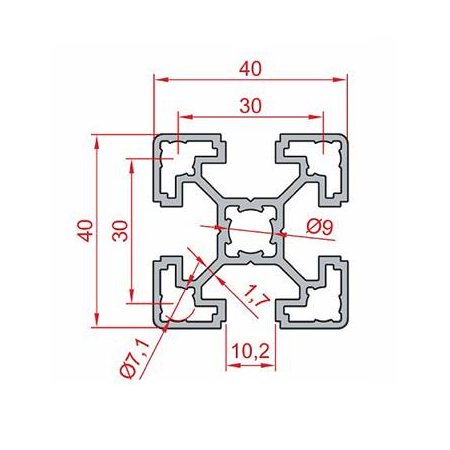 40X40 Sigma Profil 10 Kanal Hafif Tip
