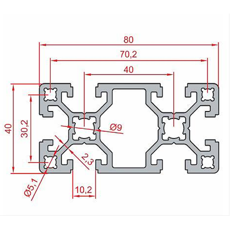 40X80 Sigma Profil 10 Kanal Ağır Tip