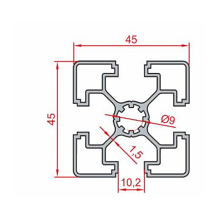45X45 Sigma Profil 10 Kanal Hafif Tip
