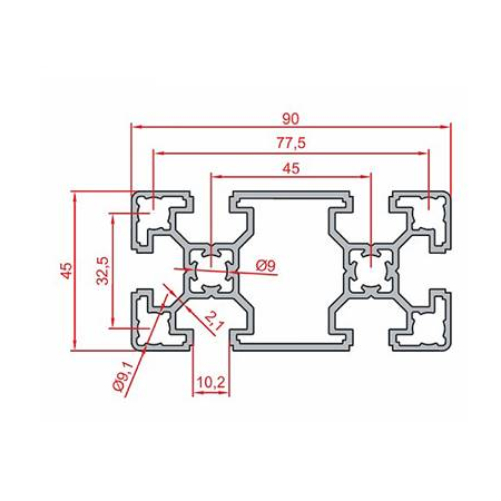 45X90 Sigma Profil 10 Kanal Hafif Tip