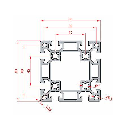 80X80 Sigma Profil 10 Kanal Ağır Tip