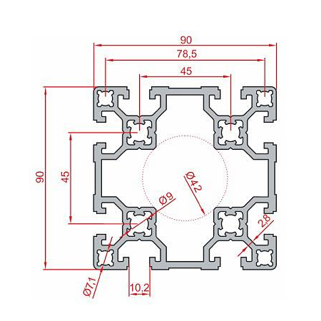 90X90 Sigma Profil 10 Kanal Hafif Tip