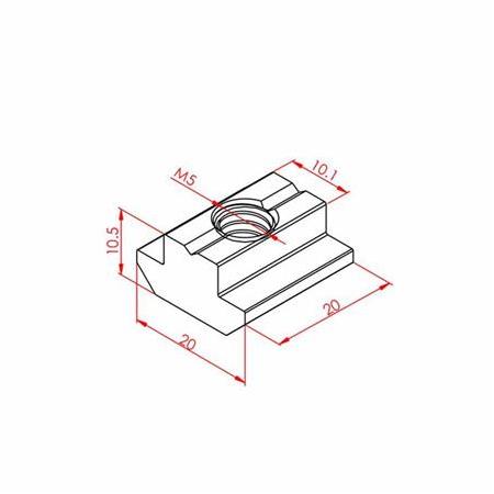 T Kanal Somunu M5 45X45 K10