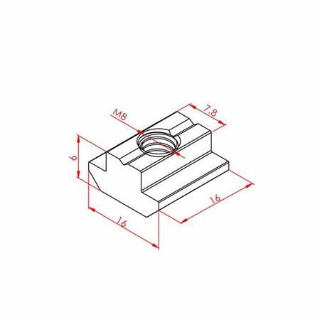 T Kanal Somunu M8 30X30 K8