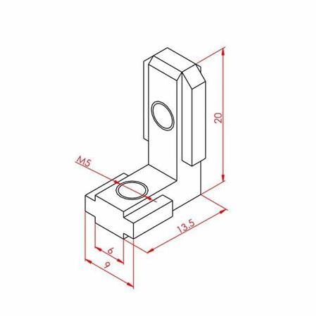 Gizli Köşe Bağlantı 20X20 90° K6